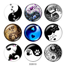 20MM Taiji Print glass snaps buttons