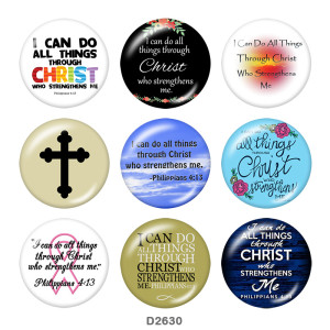 20MM christ Print glass snaps buttons