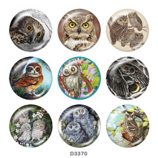 20MM owl Print glass snaps buttons