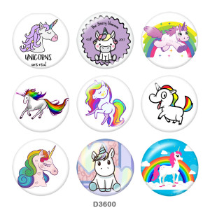 20MM unicorn Print glass snaps buttons