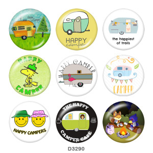 20MM CAR campers Print glass snaps buttons