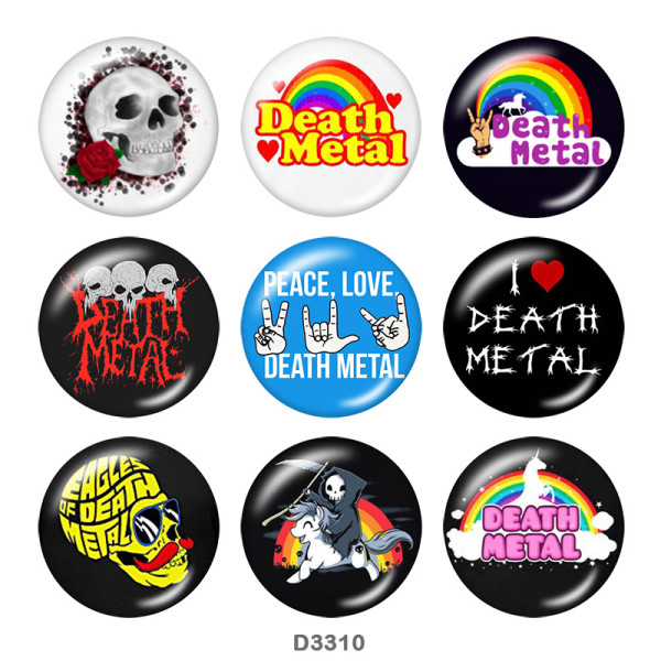 20MM skull Print glass snaps buttons