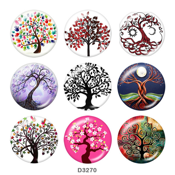 20MM Tree of life Print glass snaps buttons