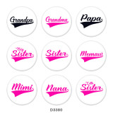 20MM MOM DAD family Print glass snaps buttons