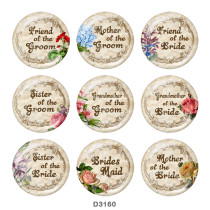 20MM wedding Print glass snaps buttons