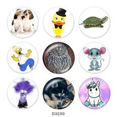20MM animal cartoon Print glass snaps buttons