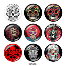 20MM skull Print glass snaps buttons