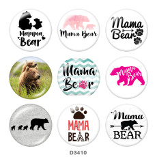 20MM MOM mama  bear Print glass snaps buttons