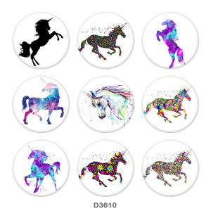 20MM unicorn Print glass snaps buttons