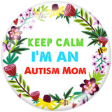 20MM autism care Print glass snaps buttons