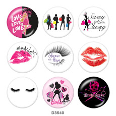 20MM girls  doll  Print glass snaps buttons