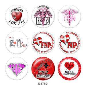 20MM  Nurse medical care Print glass snaps buttons