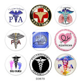 20MM  Nurse medical care Print glass snaps buttons