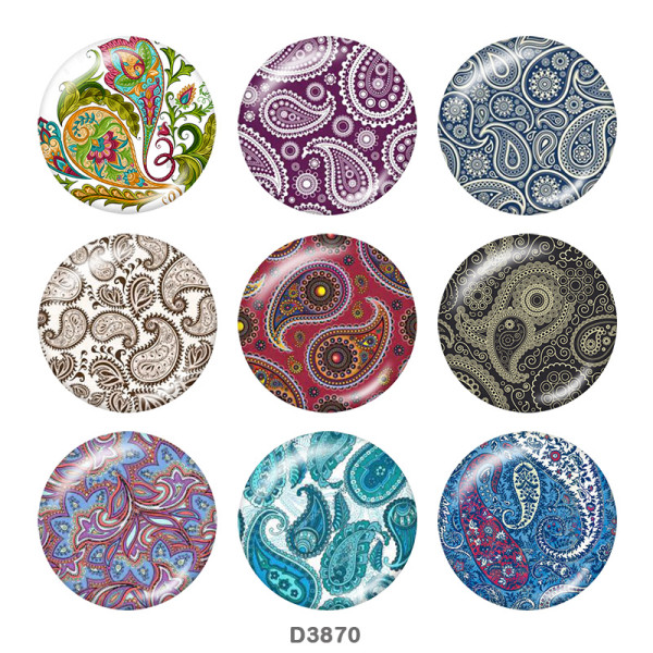 20MM Bohemia Pattern Print glass snaps buttons