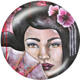 20MM  girl  Print glass snaps buttons