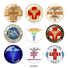 20MM RN Nurse Medical treatment  Print glass snaps buttons