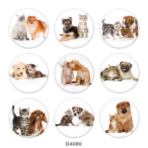 20MM Cats and dogs   Print glass snaps buttons