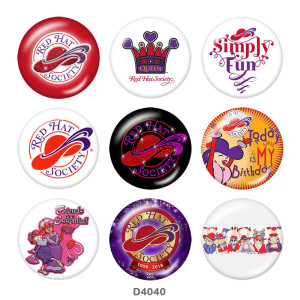 20MM Red hat Print glass snaps buttons