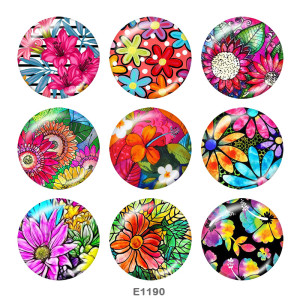 20MM  Flower  Print glass snaps buttons