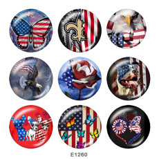 20MM  USA Eagle  Flag Print glass snaps buttons Independence Day