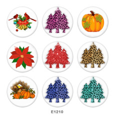 20MM  Christmas  Print glass snaps buttons