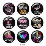 20MM  words  Ribbon  Print glass snaps buttons