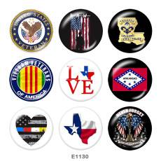20MM  Flag  Print glass snaps buttons