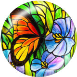 20MM  Flower  Butterfly  Print glass snaps buttons