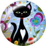 20MM cat Print glass snaps buttons