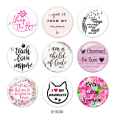 20MM  Love  Print glass snaps buttons