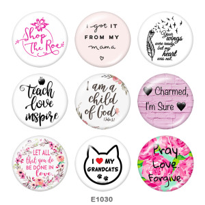 20MM  Love  Print glass snaps buttons