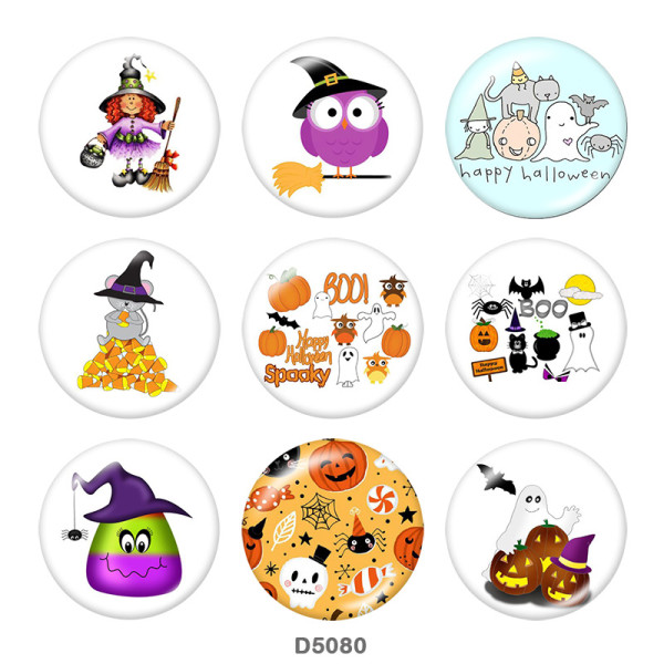 20MM  Halloween  Print glass snaps buttons