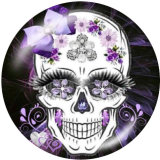 20MM  skull  Print glass snaps buttons