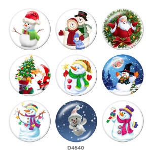 20MM  Christmas  Print glass snaps buttons