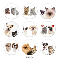 20MM Cats and dogs   Print glass snaps buttons