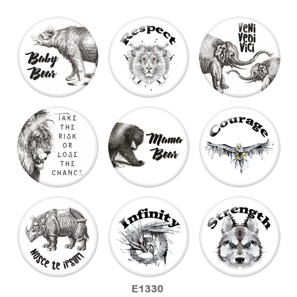 20MM  Eagle  Dog  Print glass snaps buttons