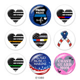20MM  Love  Flag  Print glass snaps buttons