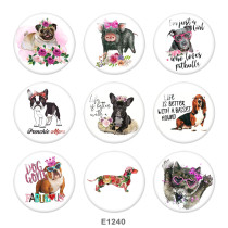 20MM  Dog  Print glass snaps buttons