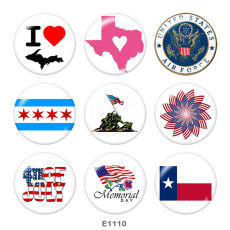 20MM  USA Chemorial Day  Print glass snaps buttons Independence Day