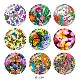 20MM  Flower  Butterfly  Print glass snaps buttons