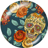 20MM  Skull  Print  glass snaps buttons