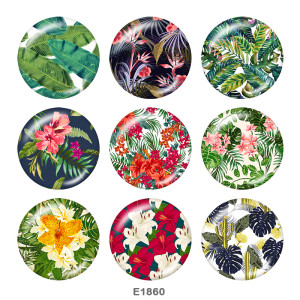 20MM  Flower   Print  glass snaps buttons Beach Ocean