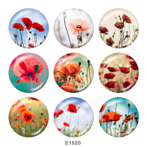 20MM  Flower  Print glass snaps buttons