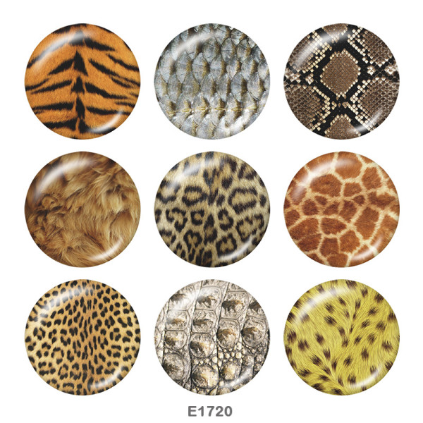 20MM  Leopard pattern  Print  glass snaps buttons