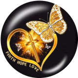20MM   Flower  Butterfly  Print glass snaps buttons