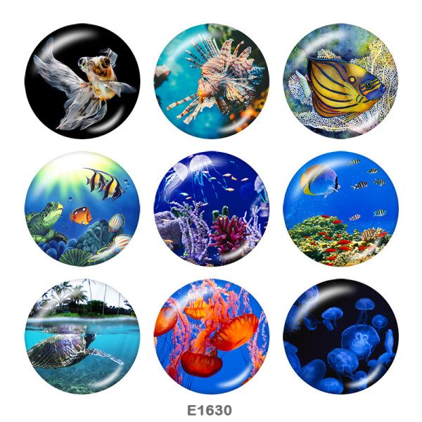 20MM  Ocean World  Print  glass snaps buttons Beach Ocean