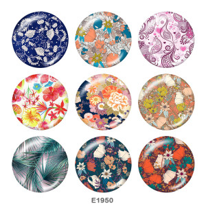 20MM  Flower  Print  glass snaps buttons