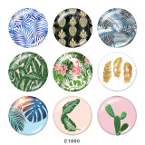 20MM  Flower  Botany  Print  glass snaps buttons