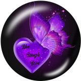 20MM  Love  Butterfly  Print glass snaps buttons