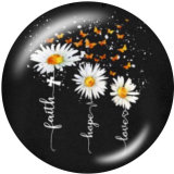 20MM Flower  Faith  Print glass snaps buttons
